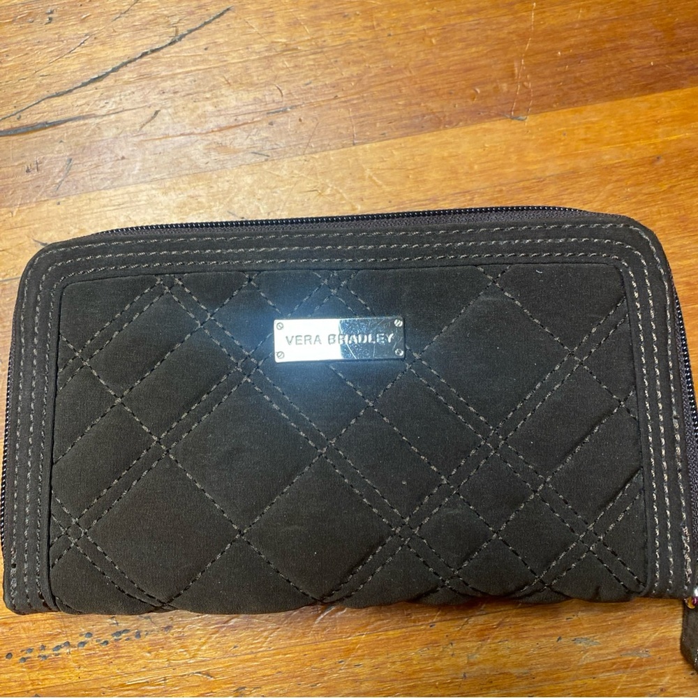Vera Bradley Chocolate Brown Quilted Wallet with Zebra Accents